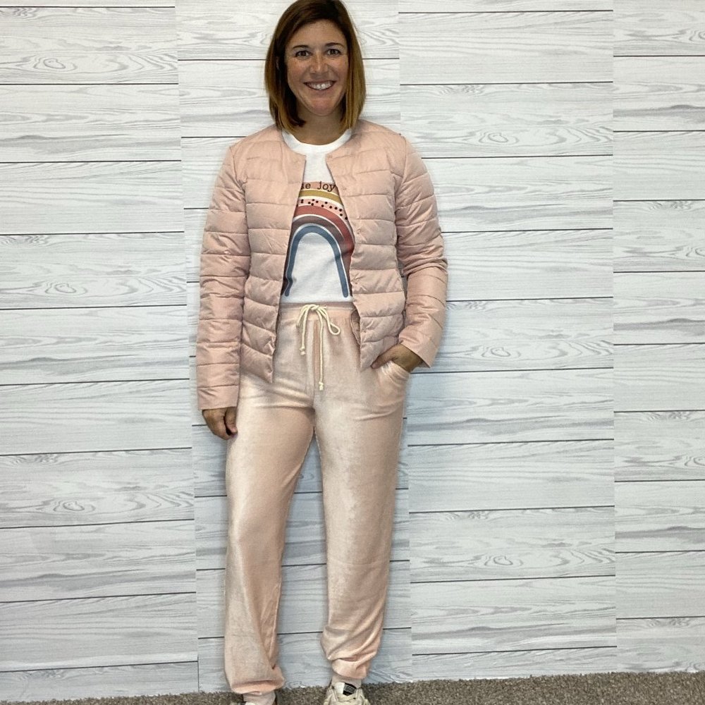 Velour Ribbed Joggers - Pink